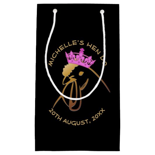 Hen in Pink Crown Bachelorette Party Custom Klein Cadeauzakje (Voorkant)