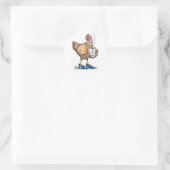 Hen is het oneens ronde sticker (Tas)