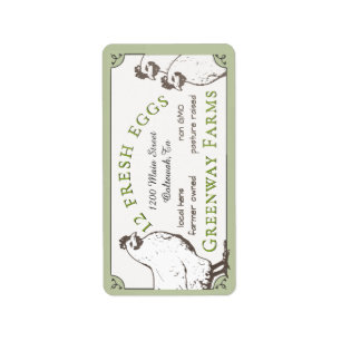  Hen klein rechthoekig kartonetiket groen Etiket