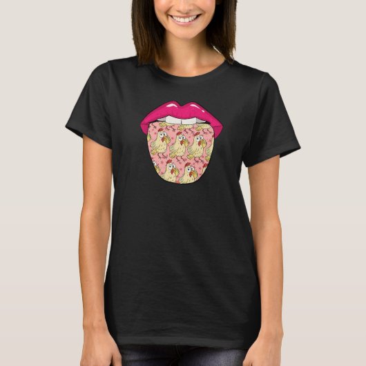 Hen Lips Eggs Boerderij Farmer Chicken T-shirt (Voorkant)