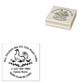 Hen met gele Chicken Line Art Home Contact Info Rubberstempel (Gestempeld)