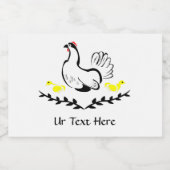 Hen met gele Chicken Line Art Voedselcontainer Etiket (Enkel label)