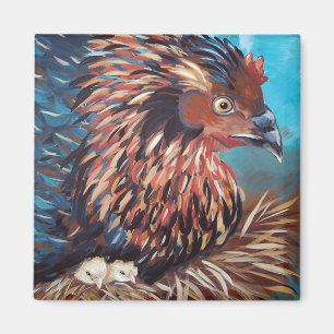 Hen met kippen magneet