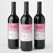 Hen Night Personated Pink Sparkle Wine Label Wijn Etiket (Flessen)