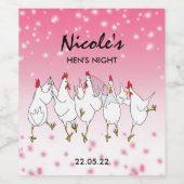 Hen Night Personated Pink Sparkle Wine Label Wijn Etiket (Enkel label)