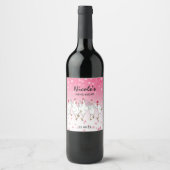 Hen Night Personated Pink Sparkle Wine Label Wijn Etiket (Voorkant)