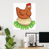 Hen On A Golden Egg Poster (Thuiskantoor)