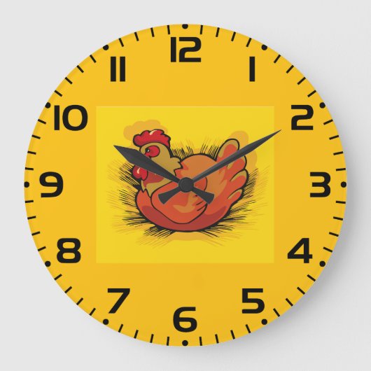 Hen on Nest Bright Farmyard Chicken Grote Klok (Voorkant)