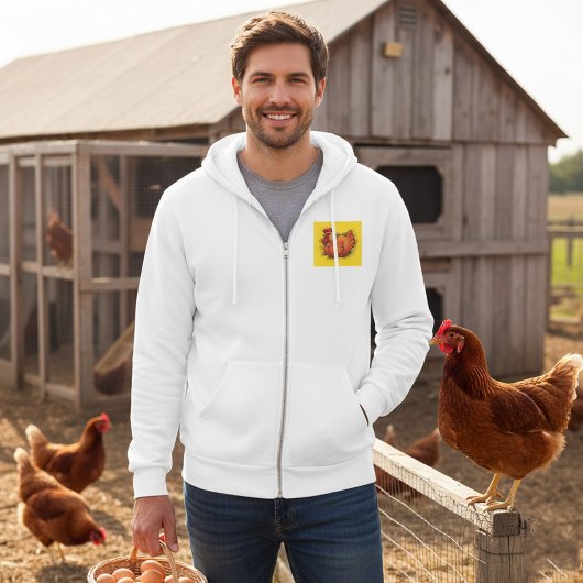 Hen on Nest Bright Farmyard Chicken Hoodie