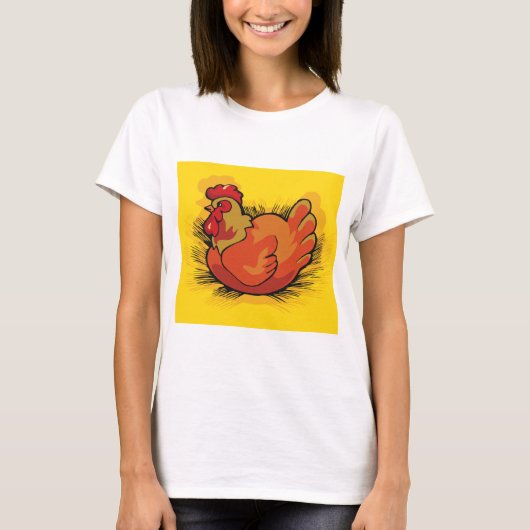 Hen on Nest Bright Farmyard Chicken T-shirt (Voorkant)