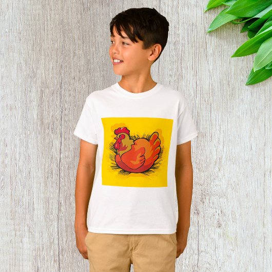 Hen on Nest Bright Farmyard Chicken T-shirt