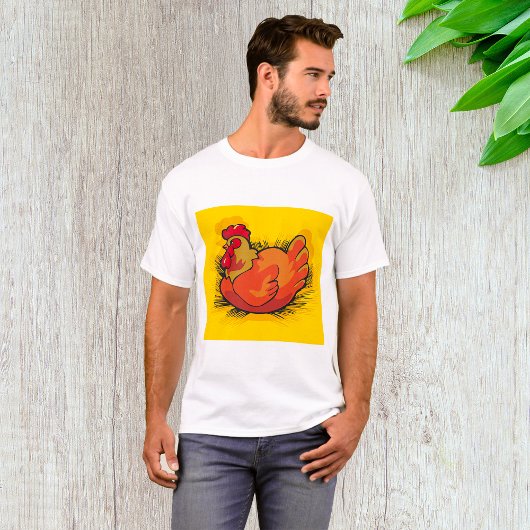 Hen on Nest Bright Farmyard Chicken T-shirt
