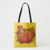 Hen on Nest Bright Farmyard Chicken Tote Bag (Voorkant)