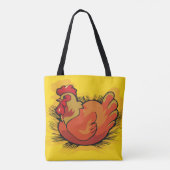 Hen on Nest Bright Farmyard Chicken Tote Bag (Achterkant)