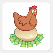 Hen Op Een Gouden Ei Vierkante Sticker (Voorkant)