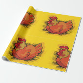 Hen op Nest Heldere Boerderij Kip Cadeaupapier (Uitgerold)