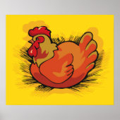 Hen op Nest Heldere Boerderij Kip Poster (Voorkant)