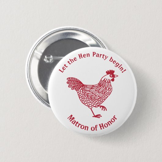 Hen Party Bachelorette Matron of Honor Button (Voorkant /achterkant)