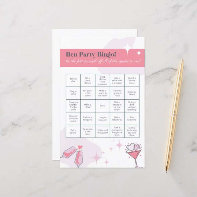 Hen Party Bingo | Hen Do | IJsbreker | Bruiloft