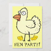 Hen Party. Chicken and Hens Bachelorette Invite Kaart (Voorkant)