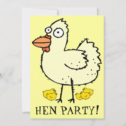 Hen Party. Chicken and Hens Bachelorette Invite Kaart (Voorkant)
