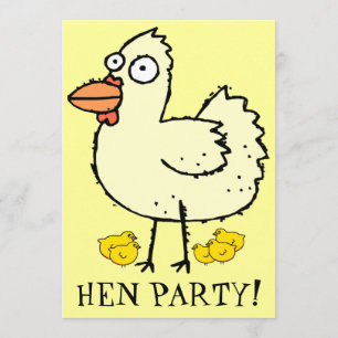 Hen Party. Chicken and Hens Bachelorette Invite Kaart