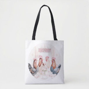 Hen Party Design Meisjesachtig Roze Kippen Bache Tote Bag
