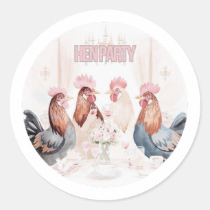 Hen Party Design Meisjesachtig Roze Kippen Meisj Ronde Sticker