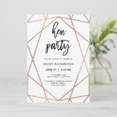 Hen Party | Faux Roos Gold Geometric op White Kaart (Staand voorkant)