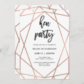 Hen Party | Faux Roos Gold Geometric op White Kaart (Voorkant / Achterkant)