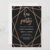 Hen Party | Faux Roos Goud Geometrisch op Zwart Kaart (Voorkant)