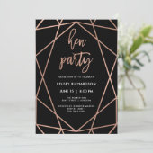 Hen Party | Faux Roos Goud Geometrisch op Zwart Kaart (Staand voorkant)