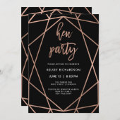 Hen Party | Faux Roos Goud Geometrisch op Zwart Kaart (Voorkant / Achterkant)