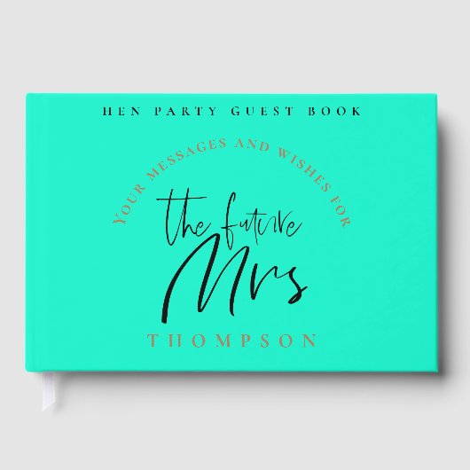 Hen Party Future Mrs Name Stylish Script Neo Green Gastenboek (Voorkant)