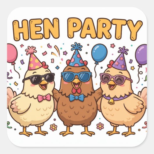 HEN PARTY Grappige Kip Sticker (Voorkant)