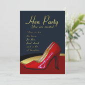 Hen Party Invitation Card - Hen Red Shoes Invitati Kaart (Staand voorkant)