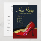 Hen Party Invitation Card - Hen Red Shoes Invitati Kaart (Voorkant / Achterkant)