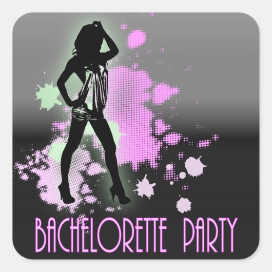 Hen Party Mevrouw Bruid silhouet Bachelorette Part Vierkante Sticker (Voorkant)
