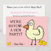Hen Party. Nodig Chicken uit om een vrijgezellenfe Kaart (Voorkant / Achterkant)