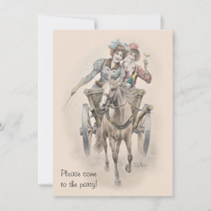 Hen party paard-en-wagen vieren kaart