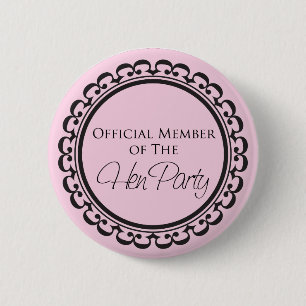 Hen Party roze en zwarte knop Ronde Button 5,7 Cm