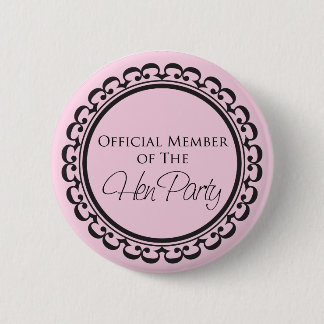 Hen Party roze en zwarte knop Ronde Button 5,7 Cm