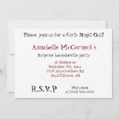 Hen Party. Uitnodiging voor de viering van bachelo (Achterkant)