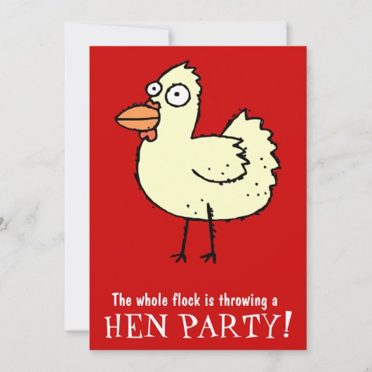 Hen Party. White Hen Bachelorette Party Invite Kaart (Voorkant)