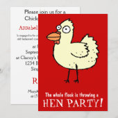 Hen Party. White Hen Bachelorette Party Invite Kaart (Voorkant / Achterkant)
