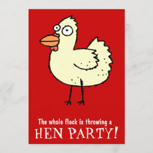 Hen Party. White Hen Bachelorette Party Invite Kaart