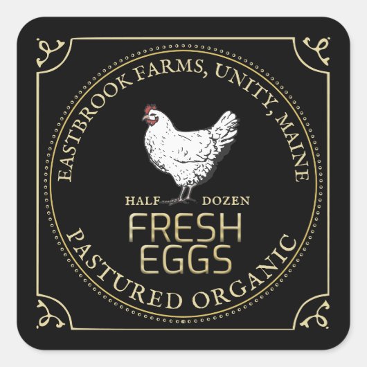 HEN PASTURED ETIKET ETIKET zwart (Voorkant)