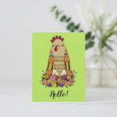 Hen Pattern Folk Art Briefkaart (Staand voorkant)