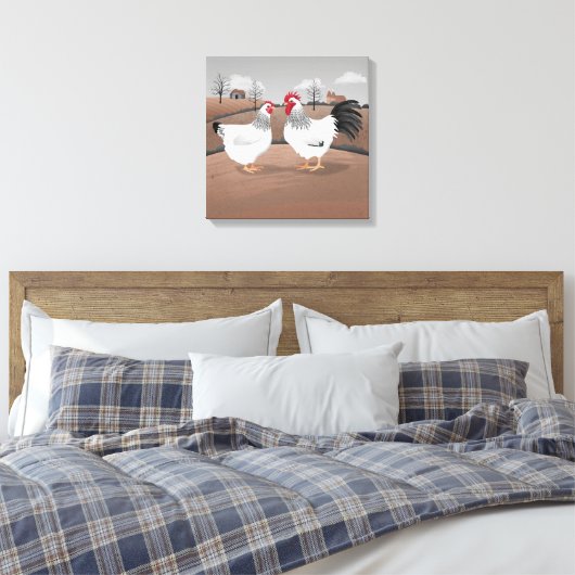 Hen & Rooster Canvas Afdruk (Insitu (Slaapkamer))