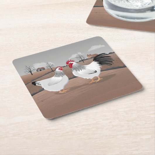 Hen & Rooster Kartonnen Onderzetters (Schuin)